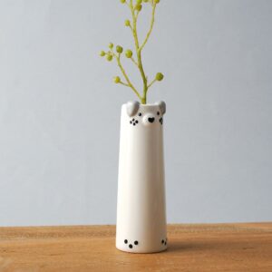 Dog Ceramic Bud Vase – “Pawlyric Gift” Single Bloom Home Accent