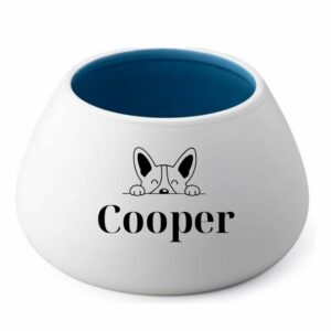 Personalized Ceramic Dog Bowl for Long-Eared Breeds