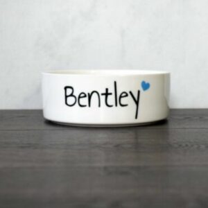 Personalized Ceramic Pet Bowl with Heart – Non-Slip, Custom Name Design