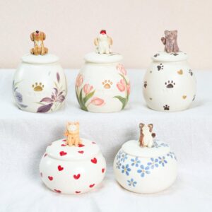 Whimsical Handcrafted Pet Memorial Urn – Personalized Ceramic Keepsake Jar